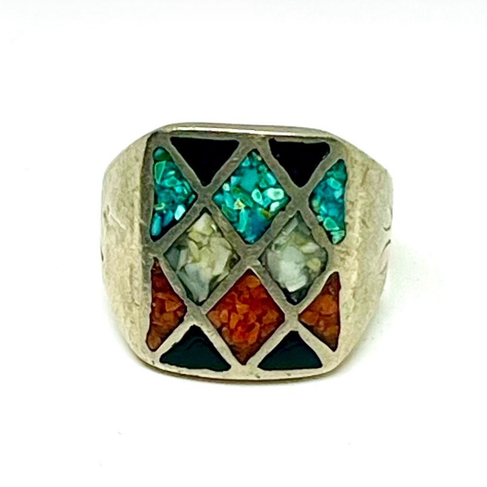Vintage Southwestern Coral Turquoise Ring - Picture 1 of 4